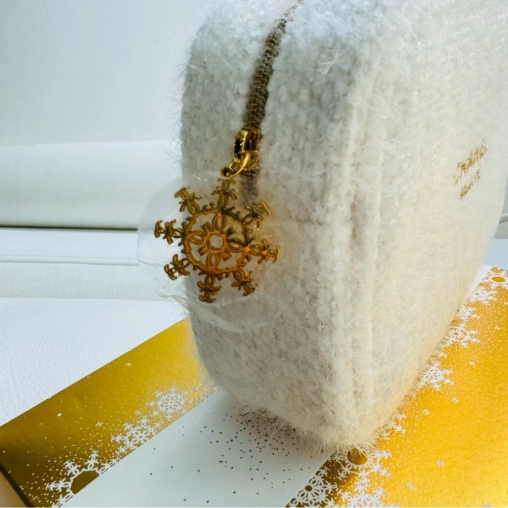 Chanel White Tweed Cosmetic Bag